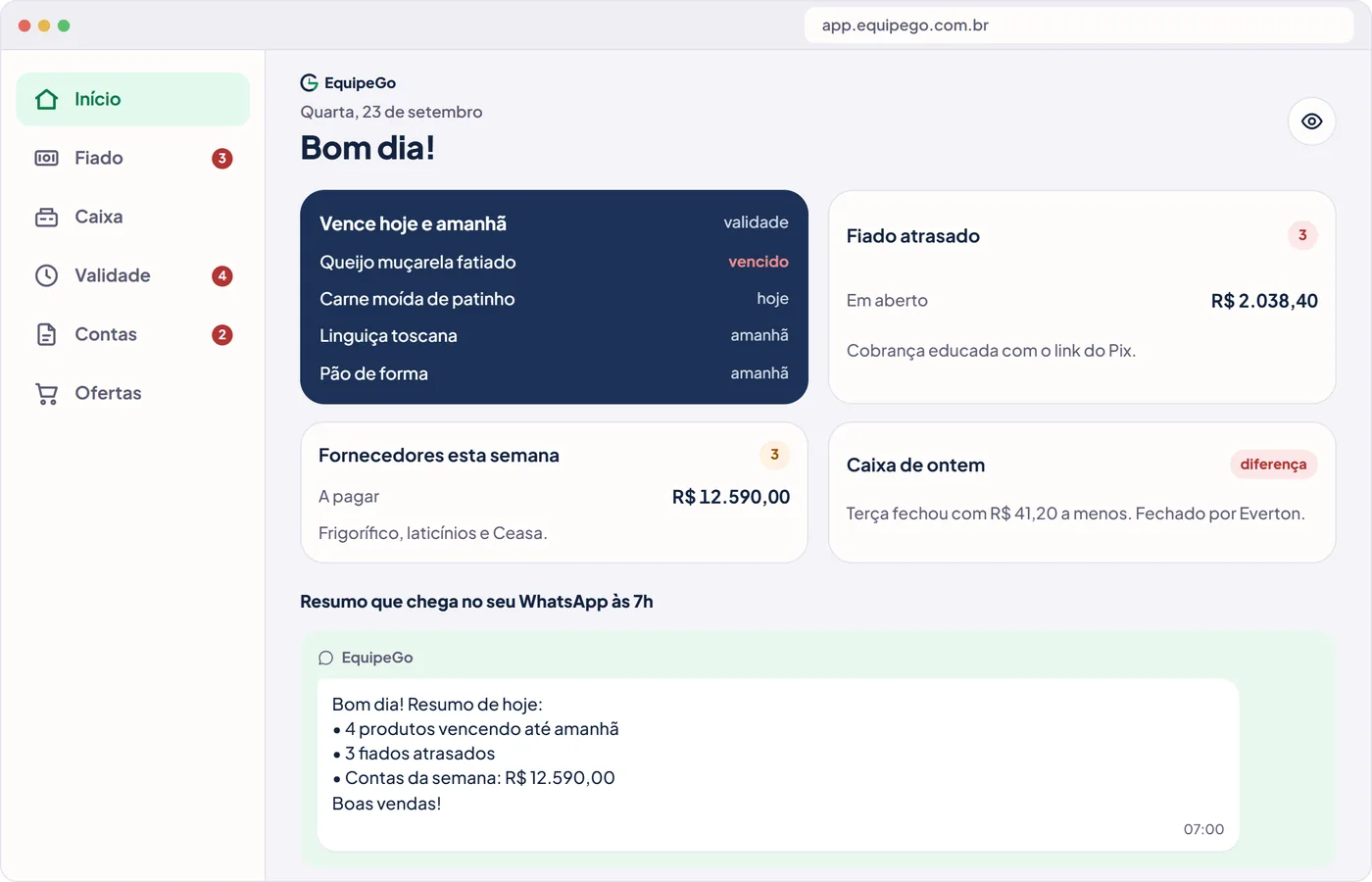 Demonstração no computador
