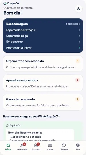 O mesmo app no celular
