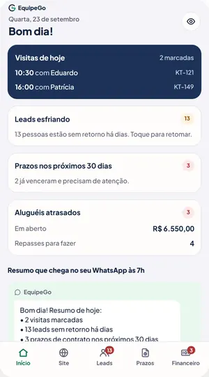 O mesmo app no celular