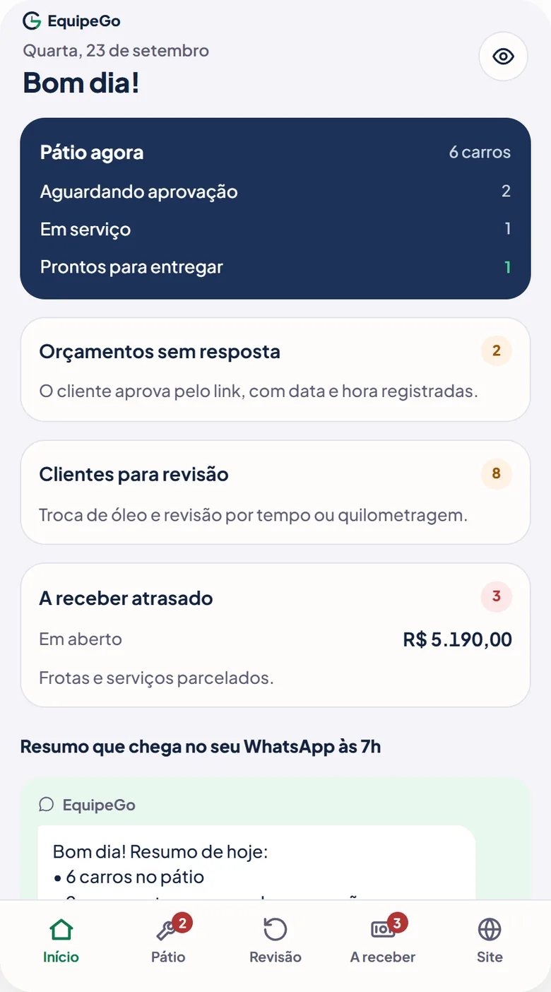 Demonstração no celular